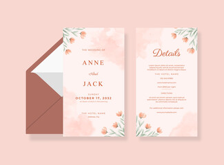 Wall Mural - Beautiful wedding card and details card template