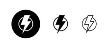 Lightning Icons Set. Electric Sign And Symbol. Power Icon. Energy Sign