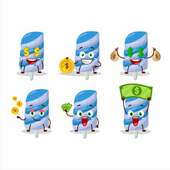 Poster - gummy candy blueberry cartoon character with cute emoticon bring money