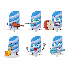 Canvas Print - Cartoon character of gummy candy blueberry playing some musical instruments