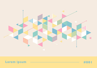Wall Mural - pieces of shapes on the isometric grid are forming cubes. simple pattern design template.