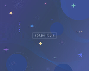 Wall Mural - bright stars and dim aurora in dark universe. simple pattern design template.