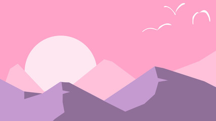  Colorful background with landscape, abstract mountains.