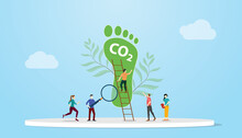 Co2 Carbon Dioxide Footprint Concept With People Analysis Carbondioxide With Modern Flat Style