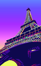 Colorful Eiffel Tower In Pop Art Vector