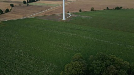 Canvas Print - Windmill among agricultural fields. Wind turbine generator at summer day. Wind energy concept, Suistanable and renewable energy for climate protection