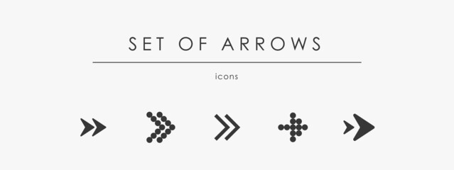 Wall Mural - set arrow vector icons. collection different arrows sign. black flat arrow pictogram set in isolatio