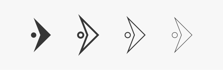 Wall Mural - triangular arrow with ellipse for direction and navigation. set of arrow icon for web design