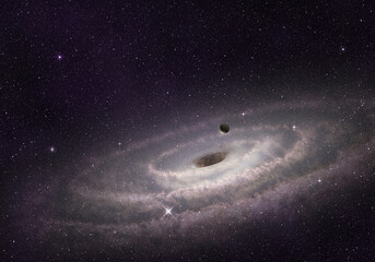 Wall Mural - supermassive black hole at spiral galaxy centre. astronomy science background.