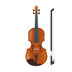 Wall Mural - Violin musical instrument isolated on white background.Vector.