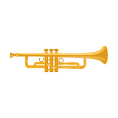 Wall Mural - Trumpet musical instrument isolated on white background.Vector.