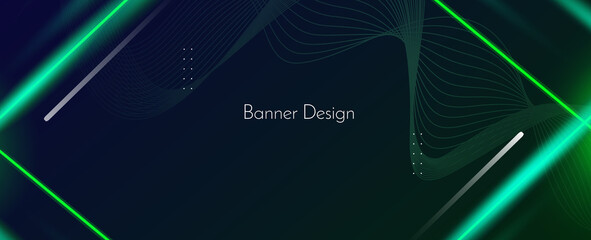 Poster - Abstract geometric green elegant modern neon effect pattern colorful banner background