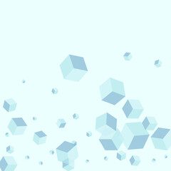 Sky Blue Cubic Background Blue Vector. Block Geometry Texture. Monochrome Geometric Isometric Design. Light Illustration. Grey Shape Cube.