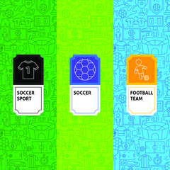 Canvas Print - Soccer Package Labels. Vector Illustration of Outline Design.