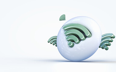 Wall Mural - realistic 3d rendering wifi sign 3d render icon on the white glossy background