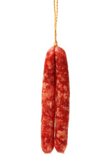 Wall Mural - Chinese sausage on white background 