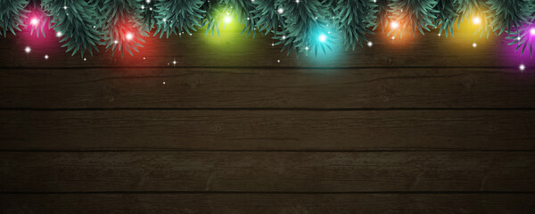 Wall Mural - xmas bright lights banner