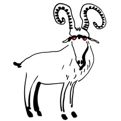 Poster - Funny cartoon ram, hand drawn illustration