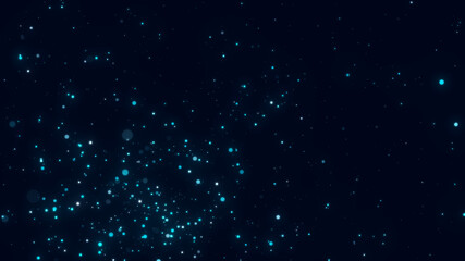 Wall Mural - dust particles moving in space. abstract blue cosmic background. 3d rendering.