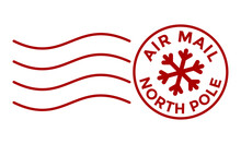 Air Mail North Pole Rubber Stamp, Vector Illustration 