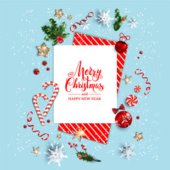 Fotobehang - Holiday template Merry Christmas