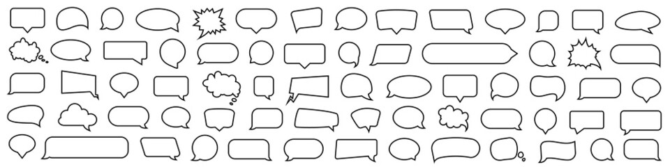Poster - Big set of line black speech bubbles sticker. Speech bubbles vector collection