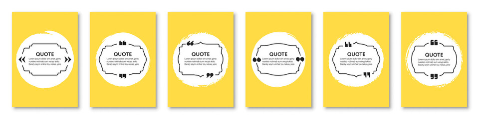 Poster - Set of quote frames template on banner background with grunge circle. Texting quote box collection