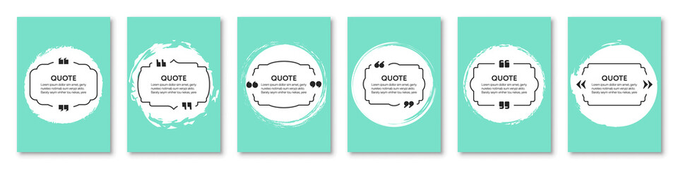 Poster - Set of quote frames template on banner background with grunge circle. Texting quote box collection