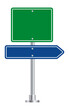 © LadadikArt - Highway green direction sign. Blank road arrow blue board