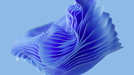 3d render, abstract blue layered background, fashion wallpaper