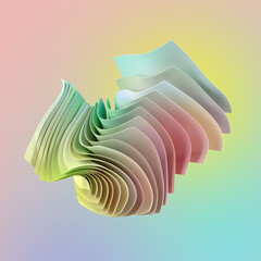Wall Mural - 3d render, abstract minimal background with paper sheets. Fashion wallpaper with falling cloth. Colorful pastel swatches