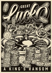 Poster - Gambling vintage monochrome poster