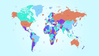 Naklejka na meble World map. Color vector modern. Silhouette map.
