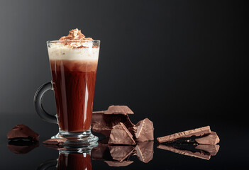 Poster - Hot chocolate and pieces of dark chocolate.