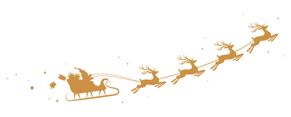 Wall Mural - christmas santa claus with his sled and reindeer