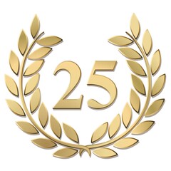 Wall Mural - 3D gold laurel wreath 25 vector isolated on a white background 