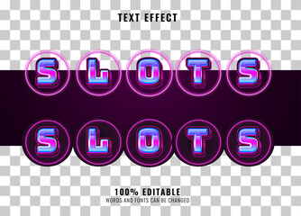 Wall Mural - modern futuristic slots with neon ring retro text effect