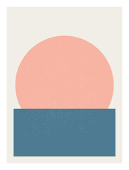 Leinwandbilder - Abstract  sunrise or sunset  wall art poster. Modern artwork in scandinavian nordic style . Inspired by mid century modern design. Vector background with isolated texture and simple geometric shape