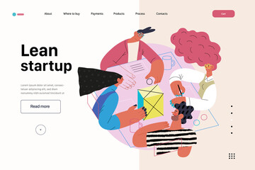Wall Mural - Startup illustration, website landing template. Concept of building new business