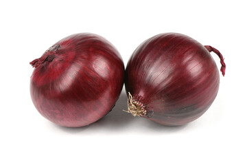 Red onion bulb isolated on white background.