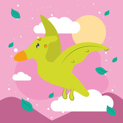 Wall Mural - green pterodactilo card