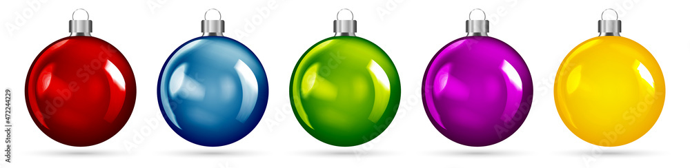 Christmas balls vector set design. Colorful 3d realistic christmas ball ...