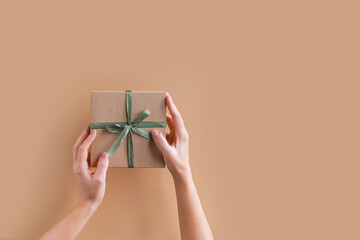 Wall Mural - christmas.christmas gift box zero waste,boxing day, eco friendly packaging gifts kraft paper eco chr