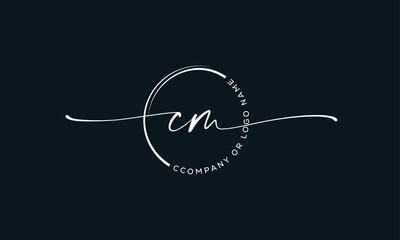 C M Initial handwriting signature logo, initial signature, elegant logo design
vector template.
