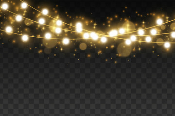 Wall Mural - christmas lights isolated on transparent background. vector illustration.