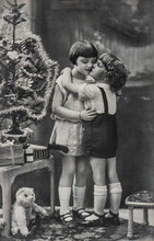 Cute Kids Christmas Tree Gifts Vintage Toys Antique Picture