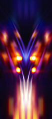 Wall Mural - dark futuristic, bright abstract background, neon glow, laser lines, shapes. blurry bokeh.