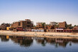 View of some unfinished buildings, an example of the poverty that exists in Egypt across the Nile River. Photograph taken in Aswan, Egypt. 