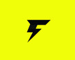 Minimal Letter F with Lightning Bolt Icon | F Lightning Bolt Logo