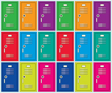 Vector Flat Background Of Colorful School Lockers